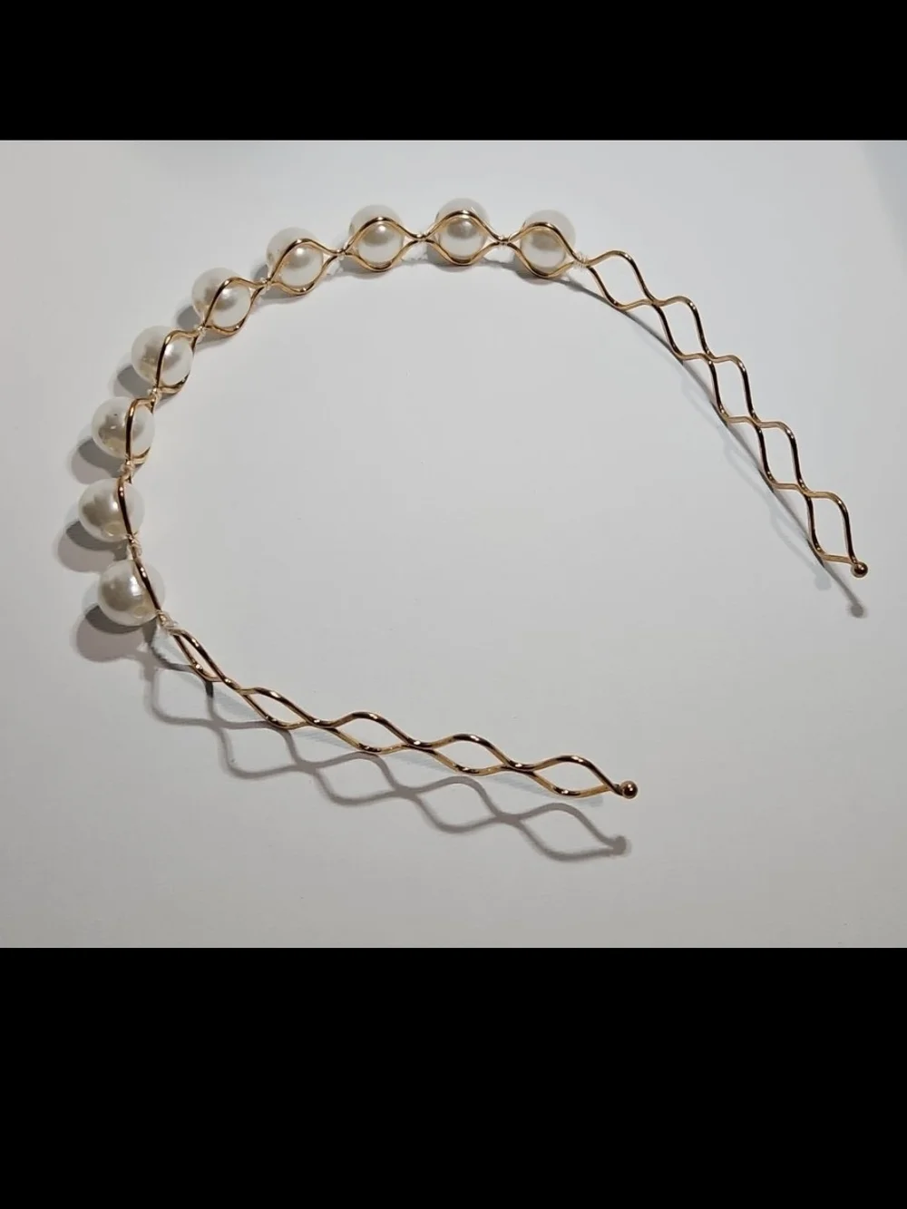 Gold Faux Pearl Wave Headband